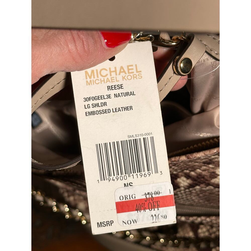 NWT MICHAEL KORS REESE Python bucket shoulder EMB… - image 11
